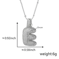 Collana con lettera E a bolla in argento con zirconi e misure dettagliate - E Solo Pendente (Senza Catena) (18) / Argento