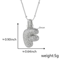 Collana con ciondolo lettera F argento e zirconi alta 0,90 pollici in totale - F Solo Pendente (Senza Catena) (18) / Argento