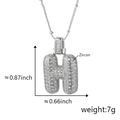 Collana con ciondolo lettera H in argento con pietre di zircone bianco alta 0,87 pollici - H Solo Pendente (Senza Catena) (18) / Argento
