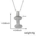 Ciondolo collana lettera I argento con zirconi e dettagli delle dimensioni - I Solo Pendente (Senza Catena) (18) / Argento