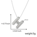 Silver 18k copper bubble letter H pendant with zircon stones, 0.77 inch height - Alphabet H Pendant Only (Without Chain)