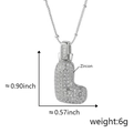 Ciondolo lettera L argento con zirconi, dimensioni 0,90x0,57 pollici, peso di 6 grammi - L Solo Pendente (Senza Catena) (18) / Argento
