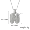 Collana con pendente lettera N color argento e zirconi incastonati con catena a sfere - N Solo Pendente (Senza Catena) (18) / Argento