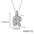 Collana con lettera R in zircone argentato, altezza 0,93 pollici e peso di 7g da donna - R Solo Pendente (Senza Catena) (18) / Argento