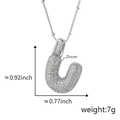 Collana con ciondolo lettera U in zirconi con dettagli su dimensioni e peso totale - U Solo Pendente (Senza Catena) (18) / Argento