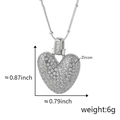 Elegante collana a cuore in argento con pavé di zirconi e dettaglio catena sottile - V Solo Pendente (Senza Catena) (18) / Argento