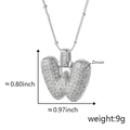 Collana con pendente lettera W in finitura argento con zirconi incastonati e larghezza 0,97" - W Solo Pendente (Senza Catena) (18) / Argento
