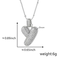 Collana con ciondolo lettera Y in argento con zirconi, altezza 0,89 pollici elegante - Y Solo Pendente (Senza Catena) (18) / Argento