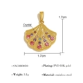 Ciondolo a conchiglia placcato oro 18K con cristalli multicolori di misura 1,7cm - Ciondolo Conchiglia a Ventaglio con Strass Colorati (SAC080010)
