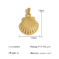18K PVD gold plated stainless steel shell pendant charm 1.8cm x 1.5cm for DIY jewelry - Scallop Texture Pendant (SAC080004)