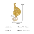 Golden snail shell pendant with white pearl in 18K gold plated stainless steel - Snail Shell Pendant with Pearl (SAC080006)