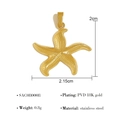 Pendente a stella marina in acciaio inossidabile placcato oro 18K con finitura PVD - Ciondolo Stella Marina Opaco (SAC080008)