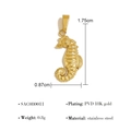 Ciondolo a forma di cavalluccio marino in acciaio inossidabile placcato oro 18K - Ciondolo Forma Ippocampo (SAC080011)