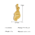 Pendente a conchiglia in acciaio inossidabile placcato oro 18K alto 1,8 cm - Ciondolo Conchiglia Lucido (SAC080003)