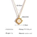 Detail view of 18K gold plated stainless steel necklace with 1.5cm shell pendant - Round Shell (SN21051416)