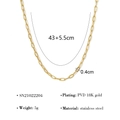 Collana a catena con maglie a graffetta in acciaio inossidabile placcato oro 18K - Collana a Catena a Maglie Graffetta (SN21022204)