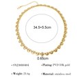 Collar minimalista de acero inoxidable chapado en oro 18K PVD con pequeños eslabones de corazón - Collar de Eslabones de Corazón (SN23080404)