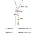 Collier Y en acier inoxydable plaqué or 18K avec long gland et cristal blanc étincelant - Style Pendentif Feuille Zircon Marquise (SN23080401)