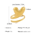 Anello a cuore asimmetrico in acciaio inox placcato oro 18K con diametro di 1,7 cm - Stile Cuore Astratto (SR020176)