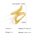 Anello a cuore asimmetrico irregolare in acciaio inossidabile placcato oro 18K - Stile Onda Irregolare (SR020179)