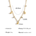 Vergulde roestvrijstalen ketting met waterdruppel hanger en kleine kristallen bedel - Waterdruppel Strass Ketting (SN030129)