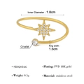 Verstelbare 18K vergulde roestvrijstalen ring met een schitterende ster en kristallen steen - Ster Strass Ring (SR020166)