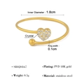 PVD 18K vergulde roestvrijstalen hart armband met kristallen inleg en gepolijste afwerking - Hart Open Ring (SR020167)