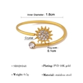 Gouden roestvrijstalen zonnring met witte kristallen en PVD 18K goudvergulding - Zon Open Ring (SR020168)