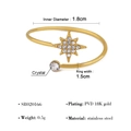 PVD 18K gold plated stainless steel open ring with crystal star and round zirconia - Octagram Design (SR020166)