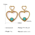 Orecchini a cuore vintage francesi con finitura PVD oro e pietra di amazzonite blu - Acciaio Inossidabile/Amazonite