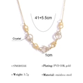 Gold-plated stainless steel necklace with interlocking crystal-embellished rings - Regular Interlocking Double Loop Necklace Style (SN030144) / Gold