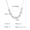 Silver double heart interlocking necklace with crystal pavé in stainless steel finish - Regular Interlocking Double Loop Necklace Style (SN030144-S) / Silver