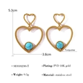Orecchini vintage francesi in acciaio inossidabile 18K e pietre di turchese - Acciaio Inossidabile/Turchese