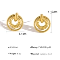 Pendientes de aro irregulares de acero inoxidable dorado con baño de oro 18K PVD - Pendientes de Botón de Doble Anillo (SE010461)