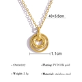 Collar de acero inoxidable chapado en oro 18K PVD con colgante de anillos dobles - Collar con Colgante de Doble Anillo (SN030182)
