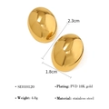 Detailed specs of oval 18K gold plated stainless steel stud earrings with size and weight - Gold Polished Ellipse (SE010120)