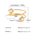 18K gold plated spiral double ring with two white pearls and clear crystal zircon - Double Layer Spiral Pearl Style (SR020306)