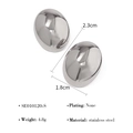 Detailed view of large oval stainless steel earrings showing 2.3cm x 1.8cm size and 4.8g weight - Silver Polished Ellipse (SE010120-S)