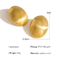 Brushed matte 18K gold plated stainless steel oval stud earrings in geometric style - Gold Brushed Ellipse (SE010225)