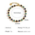 Bracelet en acier inoxydable plaqué or 18K avec zircons bleus et fermoir mousqueton - Série Bleu Dégradé (SB040164)