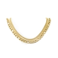 Three-layer gold-plated stainless steel necklace with figaro and snake chain layers - Triple Layered Figaro Snake Chain Necklace (N1123) / Gold