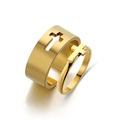 Set di anelli di coppia in acciaio inossidabile dorato con croce dal design minimal - Stile Croce - Oro