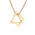 Minimalistische goldene Halskette mit geometrischem Doppel-Hohlquadrat und Box-Kette - Gold