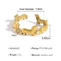 Golden stainless steel dachshund open ring with pearl accents and 18K PVD plating details - Dachshund Open Ring (SR020322)