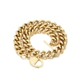 Chunky gold stainless steel Cuban link necklace featuring a stylish toggle clasp and charm - Cuban Link with Toggle Clasp and Letter Pendant (N1122) / Gold