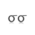 Minimalist matte black stainless steel circular stud earrings for women and men - Round Style (E406-Black)