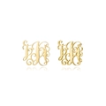 Detailansicht goldener Monogramm-Ohrstecker mit poliertem, geschwungenem Buchstaben - Gold-I
