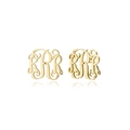 Detailaufnahme goldener polierter RRR-Ohrstecker mit feiner filigraner Verzierung - Gold-R