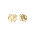 Makroaufnahme goldener Buchstaben-Ohrstecker mit elegantem, hohl graviertem Muster - Gold-W