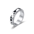 Anello rotante antistress in acciaio inossidabile con cuori e finitura spazzolata - US 7 / Motivo a Cuore (R368-SI)